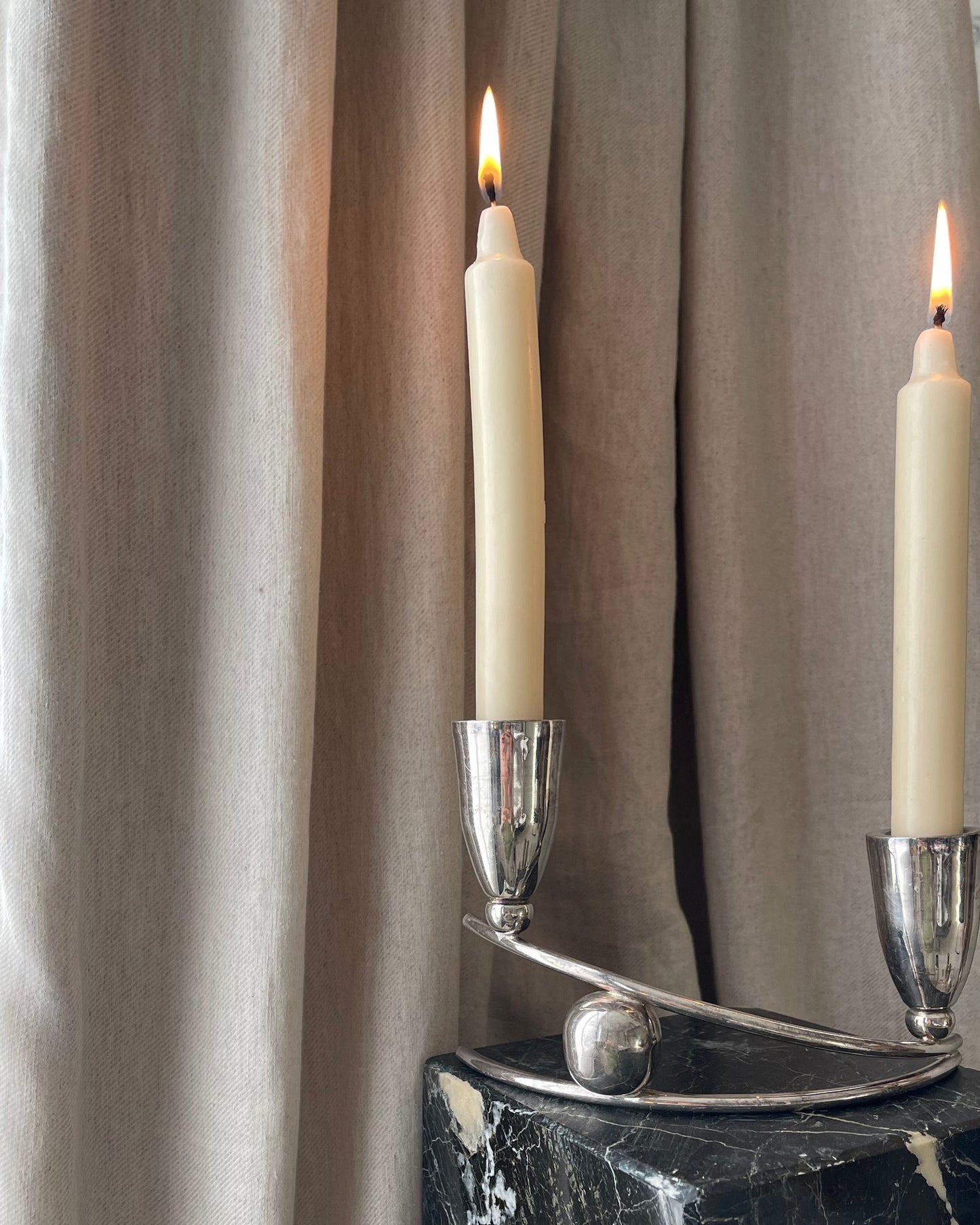 Chrome double head candle stick holder