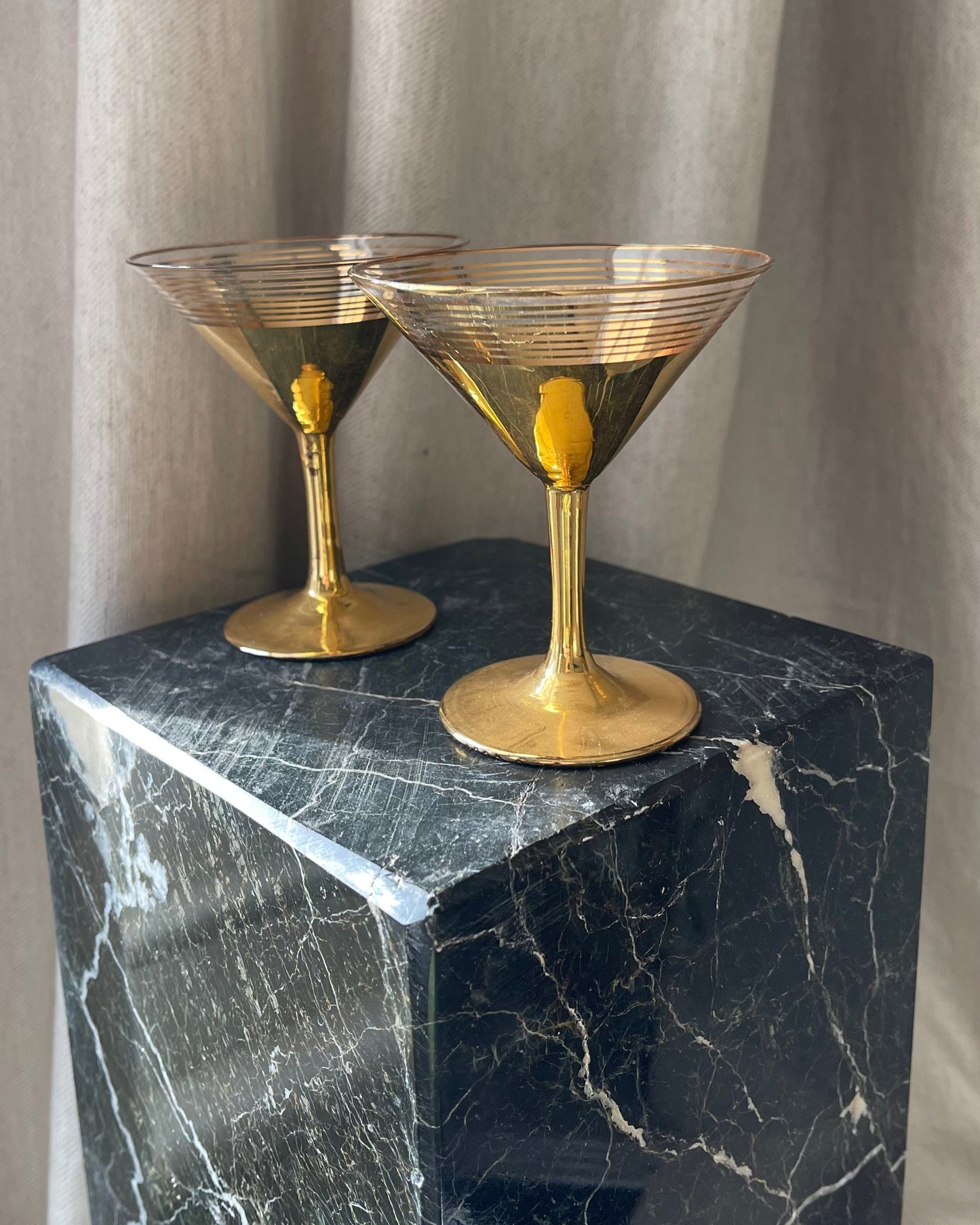 Gold pair of Martini Glasses