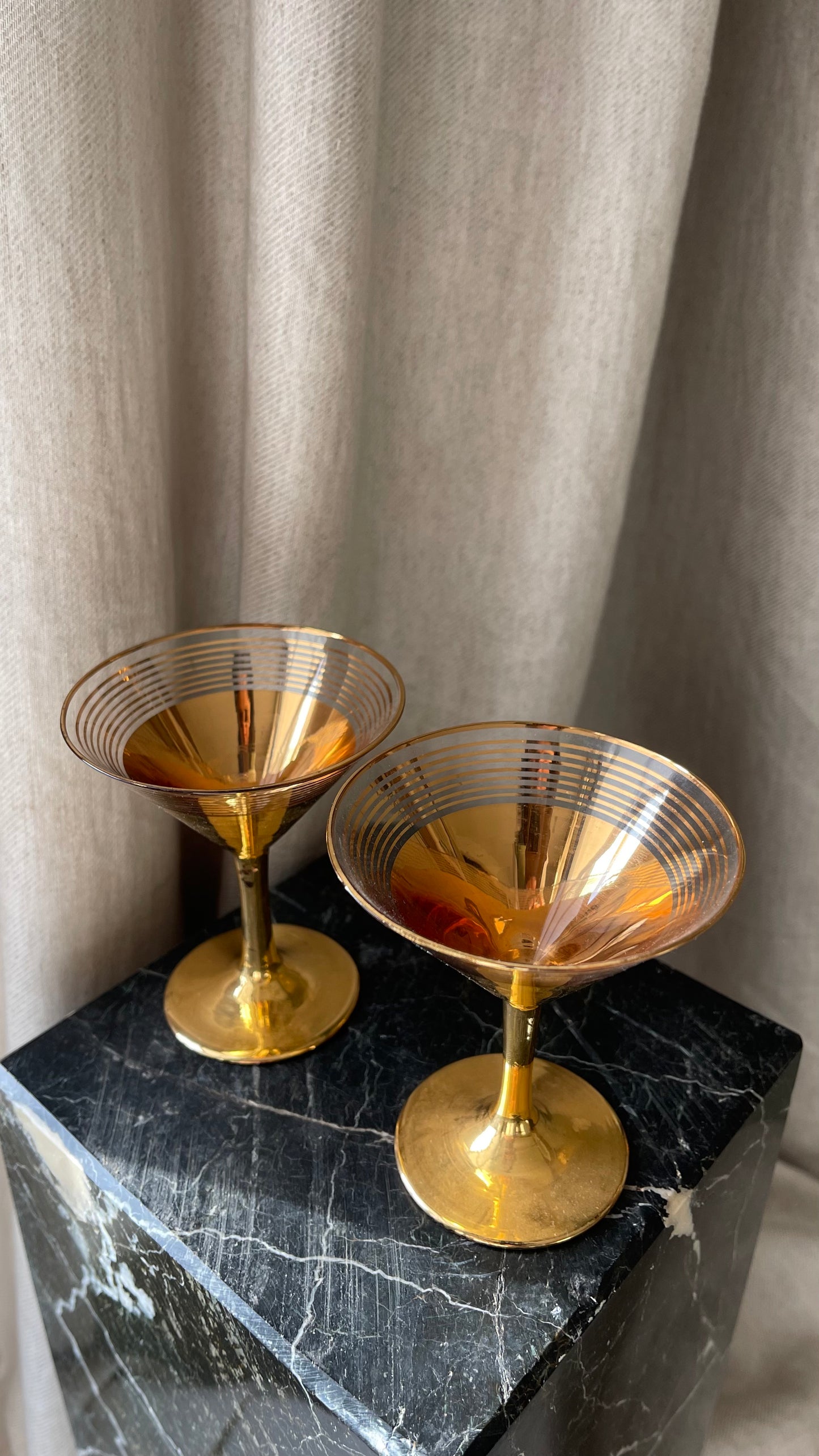 Gold pair of Martini Glasses