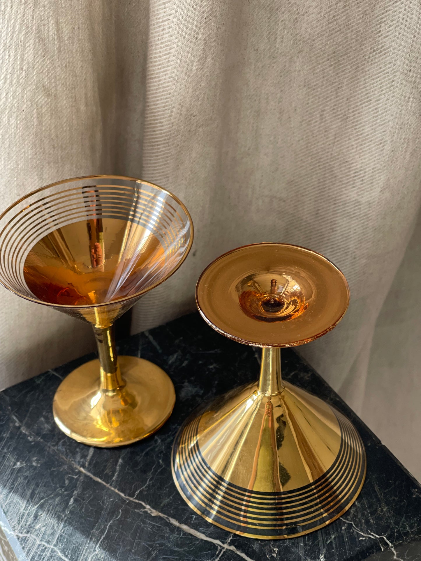 Gold pair of Martini Glasses