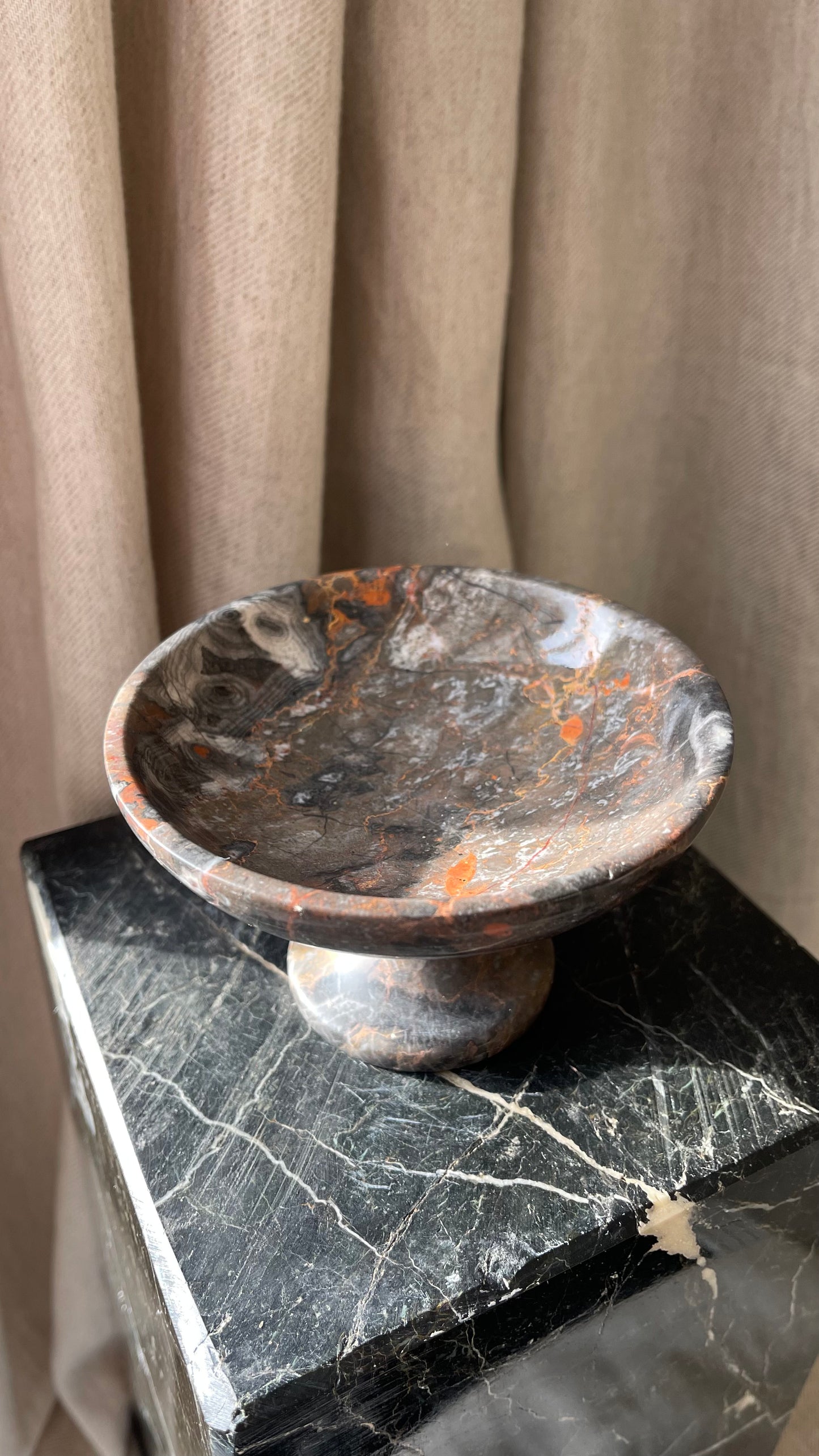 Marble tall serving bowl